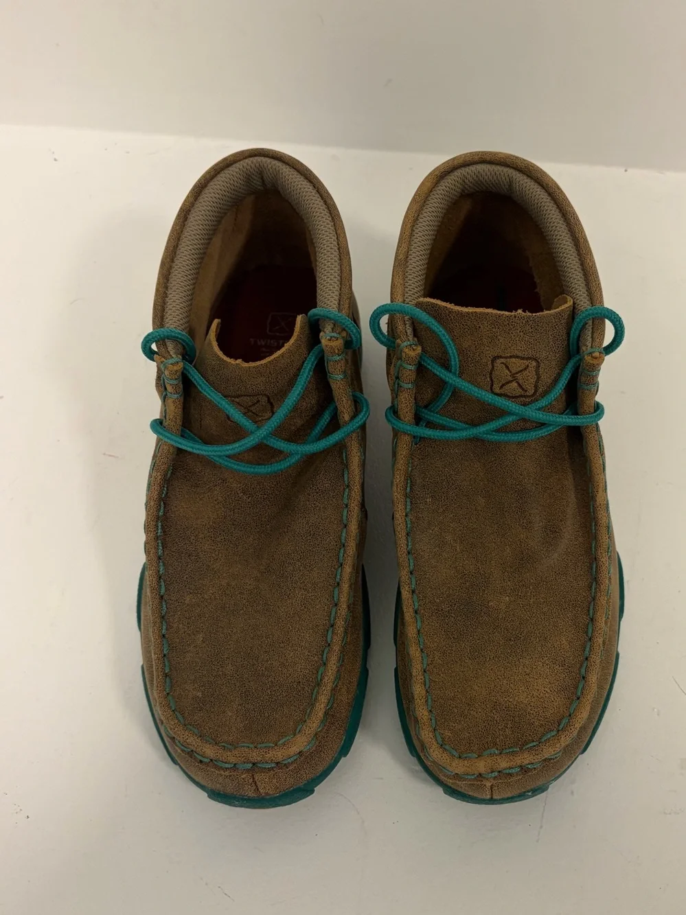 Twisted X Chukka Driving Moc Boots size 2 youth Kids YDM0017 Bomber & Turquoise